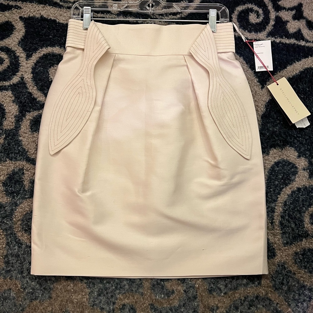 Stella McCartney silk cotton cream pencil skirt 42